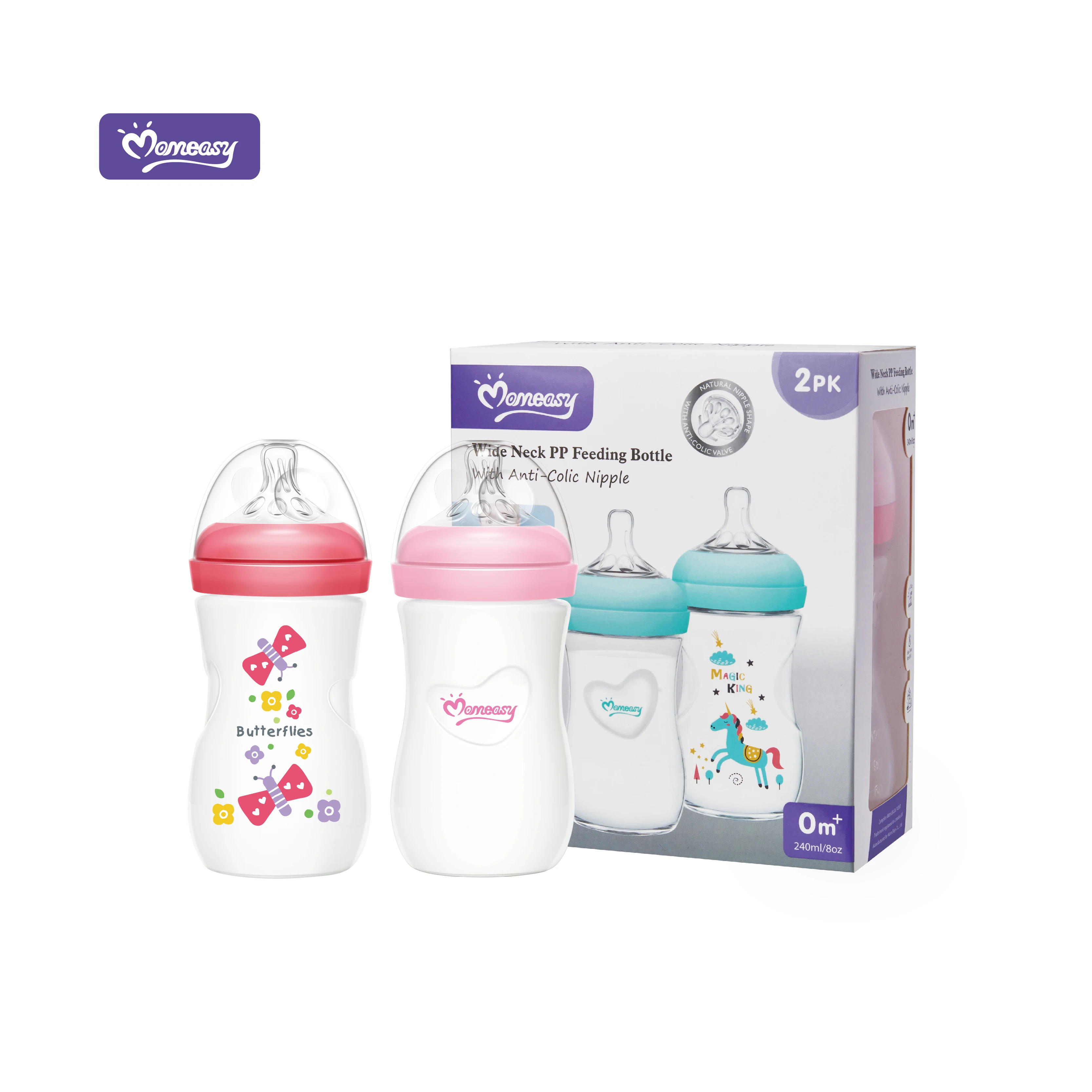 

Momeasy Baby Feeding Bottle Set MOQ One Carton Factory Directly Supply, 4 colors