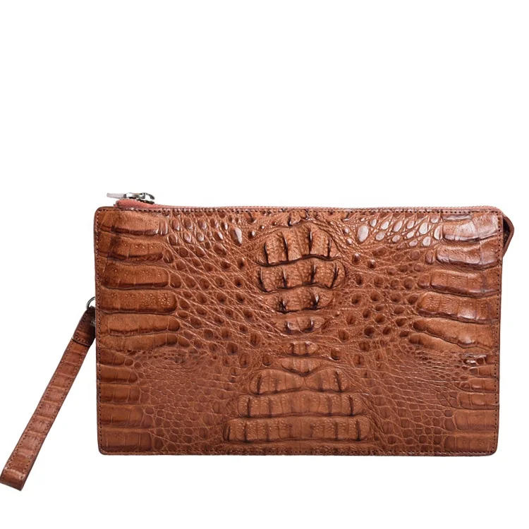 

Handmade exotic leather zipper clutch bag with hand strap Thailand crocodile bags caiman handbags wholesale no MOQ