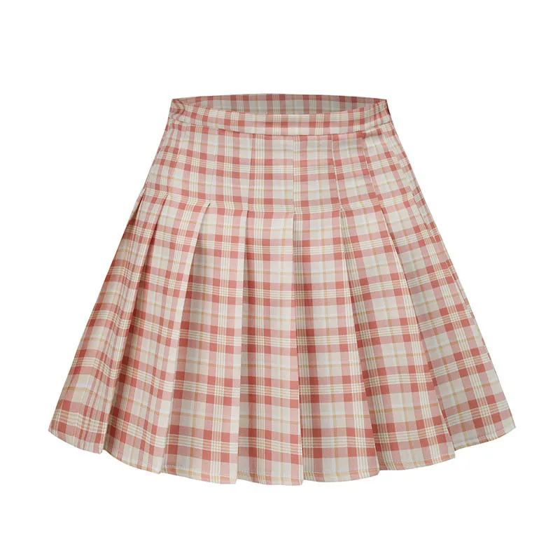 

New Fashion Women Plaid Summer Skirt 2022 High Waist Student Pleated Skirts Cute Sweet Girls Dance Mini Skirt