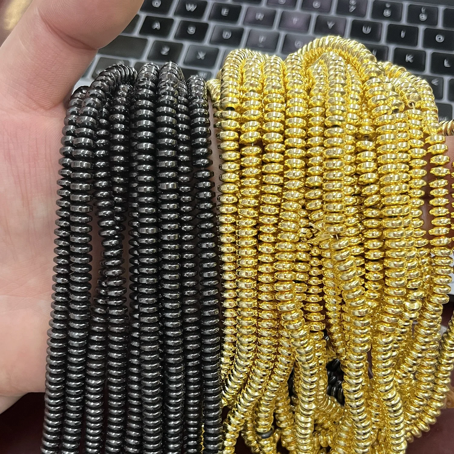 

Wholesale by strands DIY jewelry making bracelet necklace spacers hematite beads flat beads