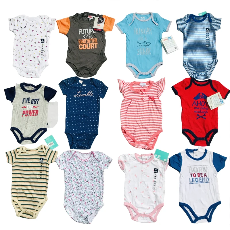 

Wholesale Mixed New Born Cute Short Sleeve Summer Cotton Infant Baby Boys Girls Jumpsuits stock lots Rompers, Assorted colors