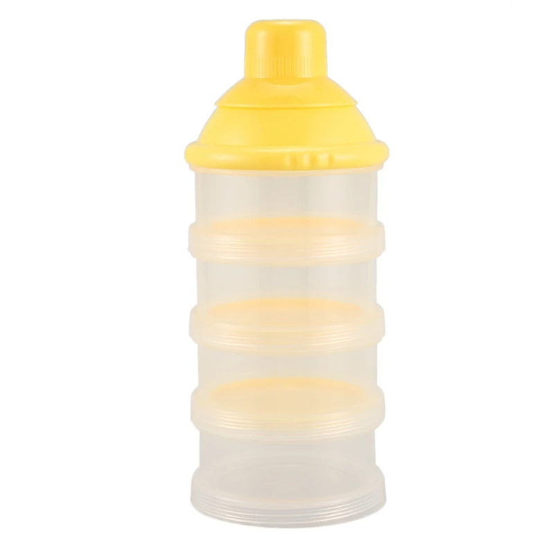 

1x Portable Baby Infant Feeding Milk Powder&Food Bottle Container 4 Cells Grid Box Ran Color, Yellow