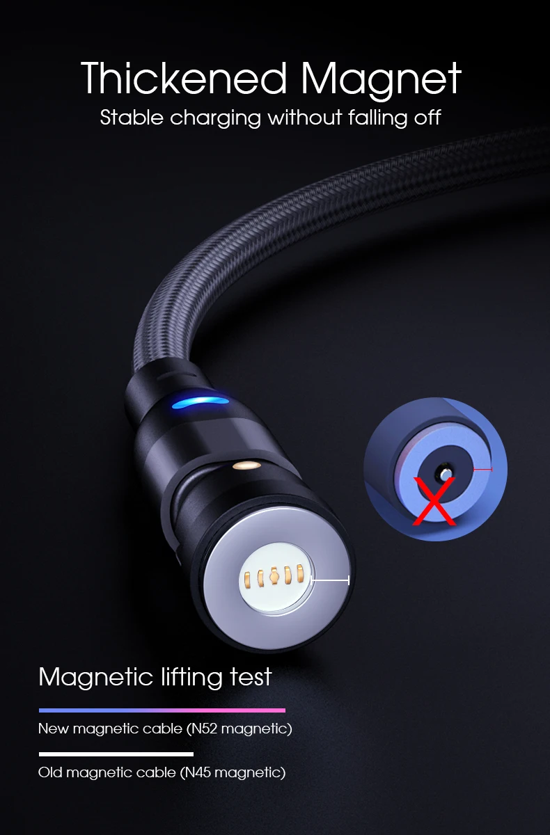 OEM Custom Logo 3 in 1 LED USB Data Cable 3A Magnetic Charging Cable for IOS Android Micro USB Type C Fast Cable - ANKUX.COM