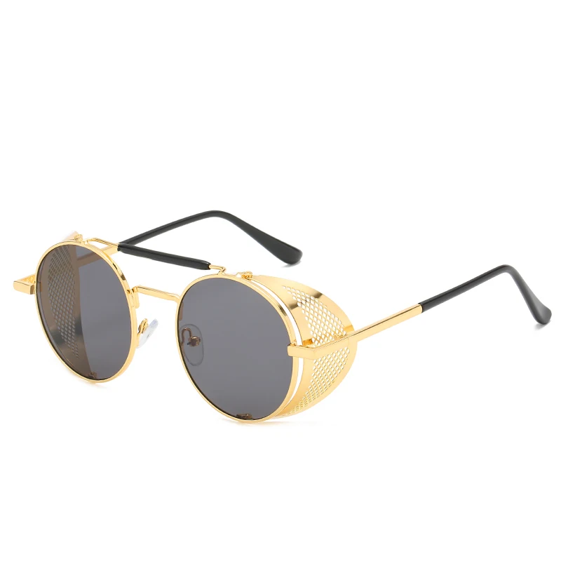 

Retro Steampunk Sunglasses For Men Eyewear mirror tint round metal sunglasses male oculos