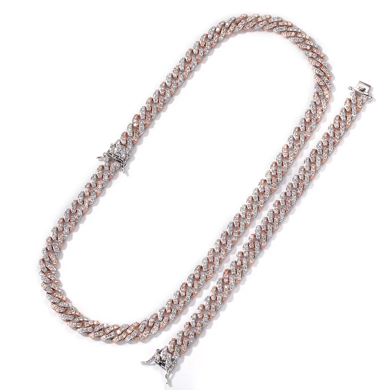 

9mm Bling Hip Hop brass Gold Silver Miami Cuban Link Diamond Chain long birth year necklace for women