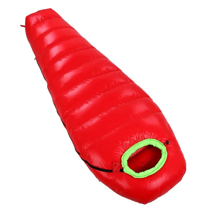 

Very warm white goose down filled adult sleeping bag fit winter waterproof sleep bag camping, Red,green,blue,black