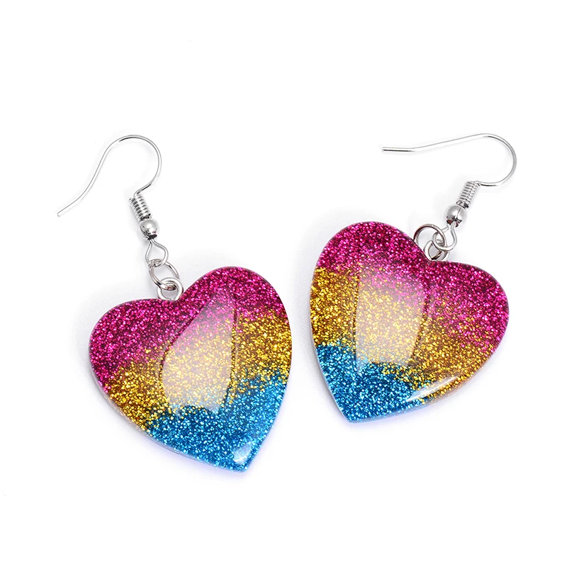 

Summer Sweet Multicolor Big Heart Drop Earrings For Women Lovely Acrylic Dangle Earrings Fashion Ear Jewelry Brinco Party Gift