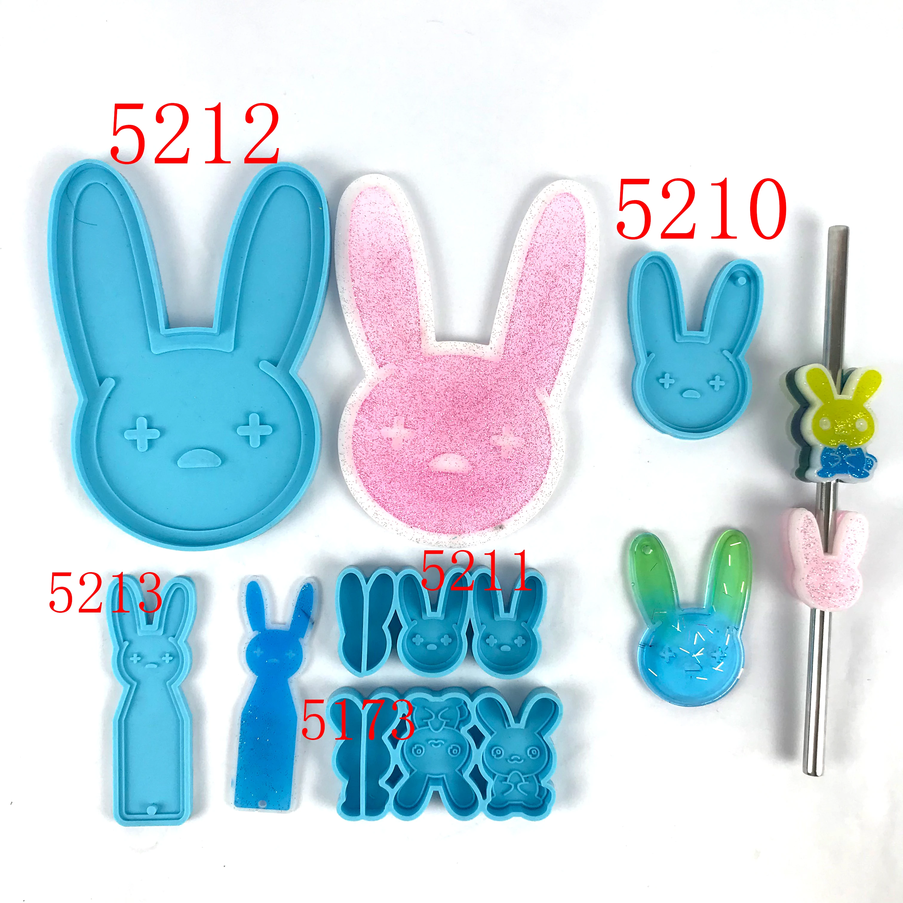 

5173 5211 5212 5213 5210 The rabbit series Bookmark keychain Cup mat Straw decoration epoxy resin mold