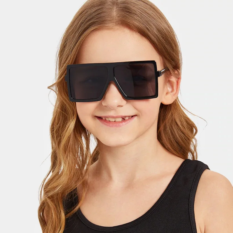 

YDING 2021PC Frame Trendy Children Kids Shades Sun Glasses Sunglasses 2021 Vintage Retro girls Oversize Square sun glasses, As sku