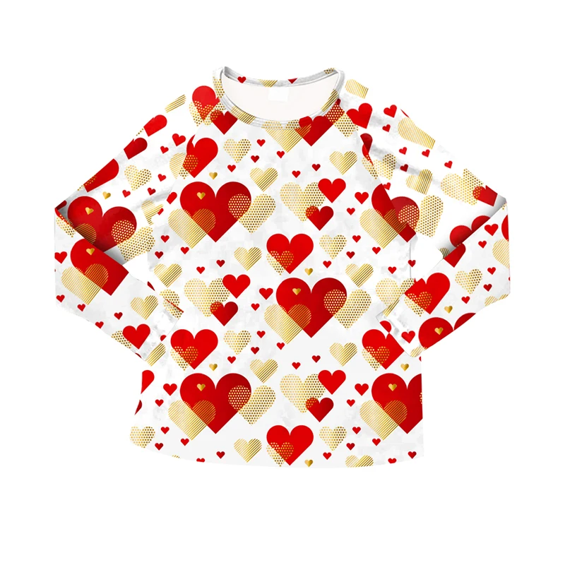 

2021 High Quality Boutique Heart-shaped Print Long Sleeve Baby Girl Top baby clothing, Picture