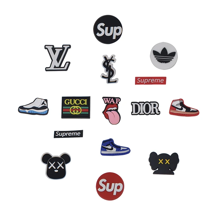 

Wholesale PVC clock charms Custom brand logo designer sandals charms and bracelet gifts for kids, As pictures show