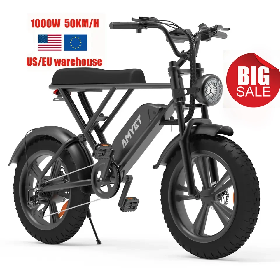 

EU US Stock Fast Shipping 1000w 20 Inch Fat Tire E-bike 250w Urban Electric Bicycle 25km/h Adult Fatbike For Adult