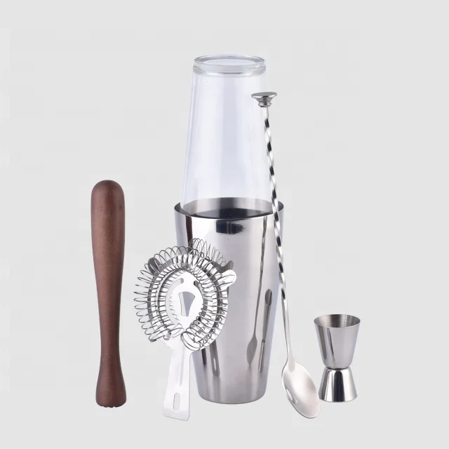 
OUYADA 800ml boston glass shaker stainless steel bar set 