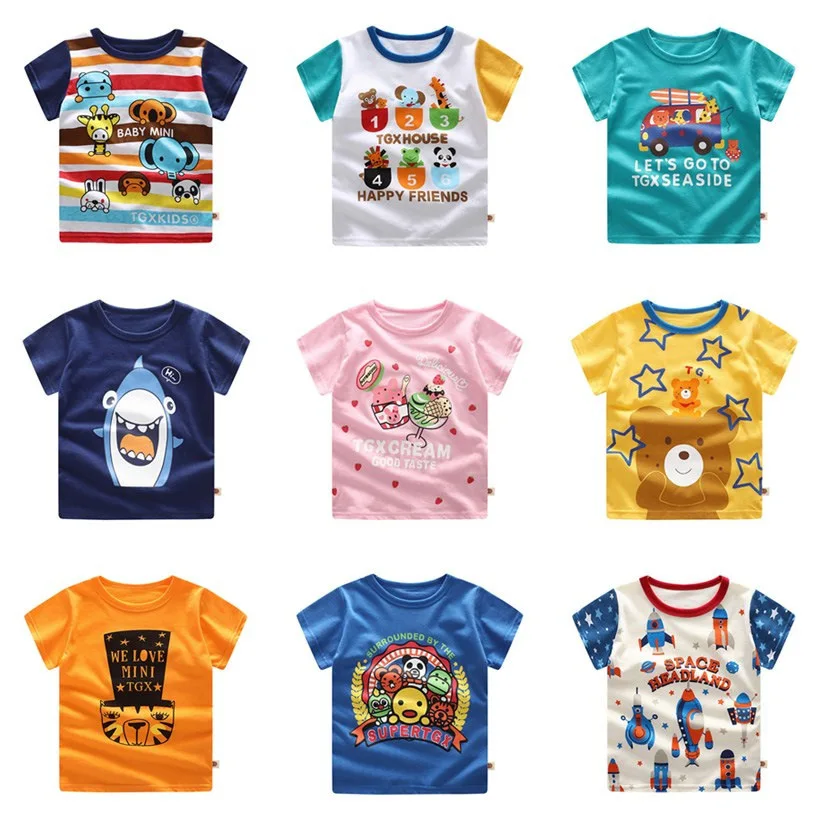 

Short-sleeved T-shirts for Summer Cartoon Boys and Girls Made in Yiwu, China toddler boys clothing kids boutique clothing, Picture