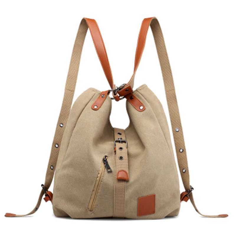 

Dropshipping New Design Canvas Multi-function Women's Backpack Single Crossbody Bag, Gray