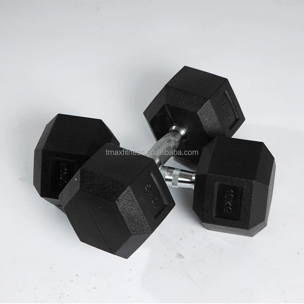 

2.5kg-50kg Gym Home Fitness Equipment Hex Dumbbells Set Black Nature Rubber Coated Hex Dumbbell Set Factory
