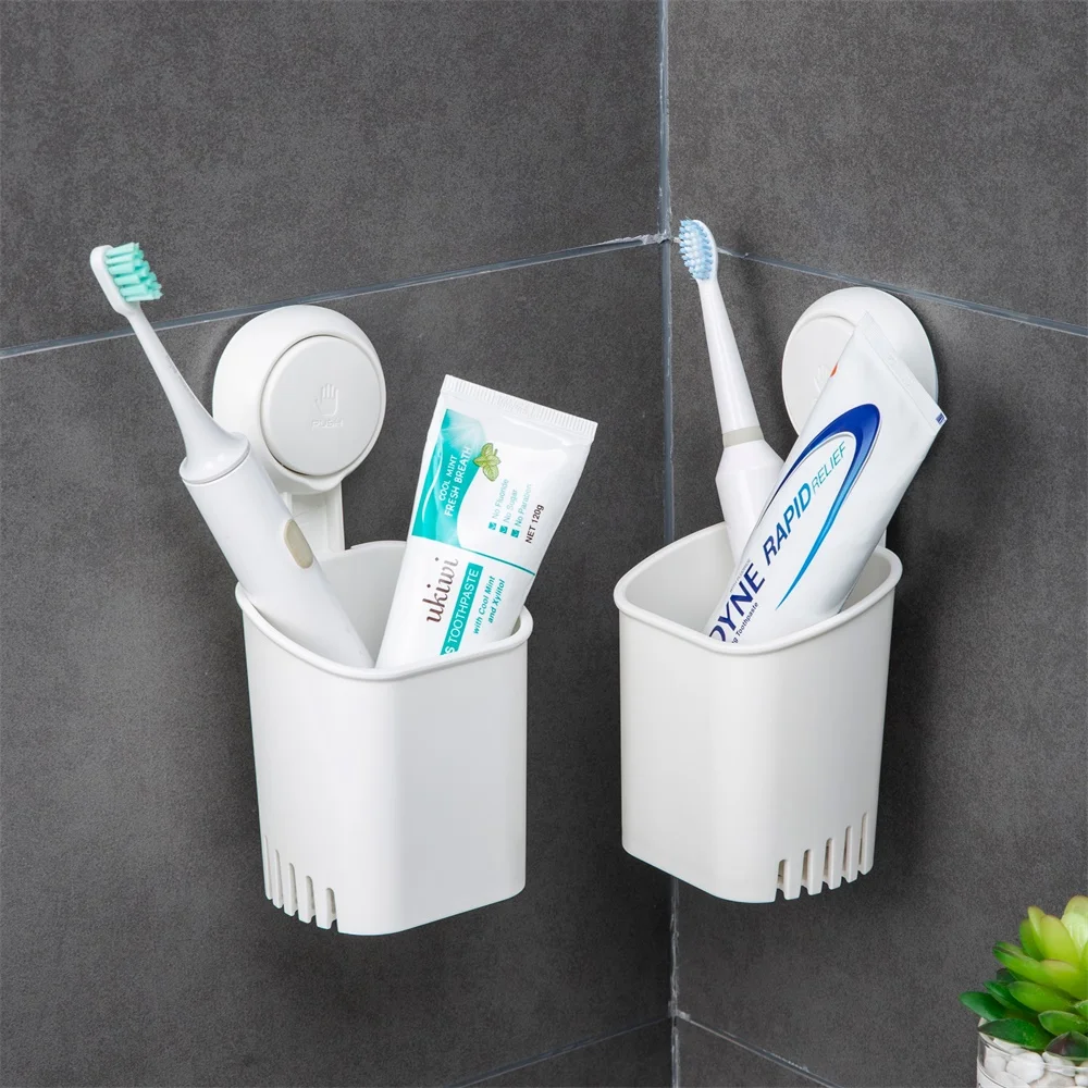 

Taili Drill-Free Wall Mounted Removable Multifunctional Vacuum Plastic Suction Cup Toothbrush Holder For Bathroom Accessories