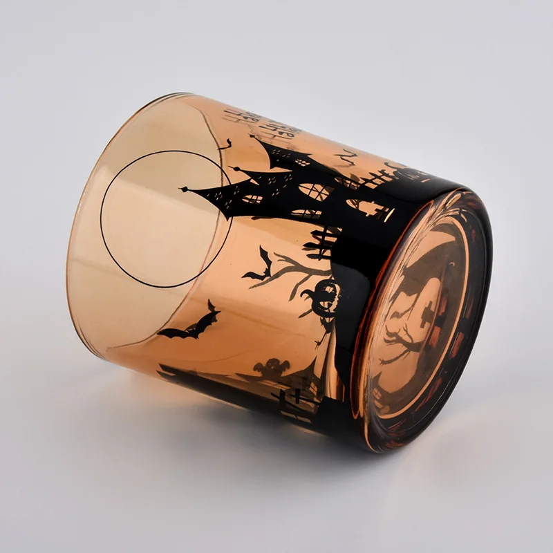 amber transparent cylinder glass candle vessels