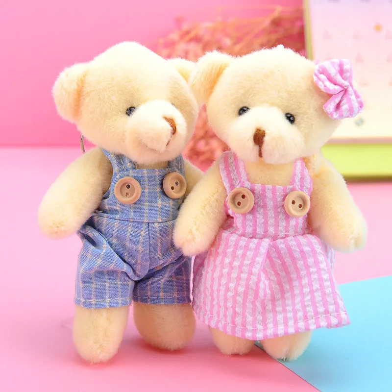 

New couple teddy bear plush keychains toys play house toys gift wholesale plush doll toy key chain