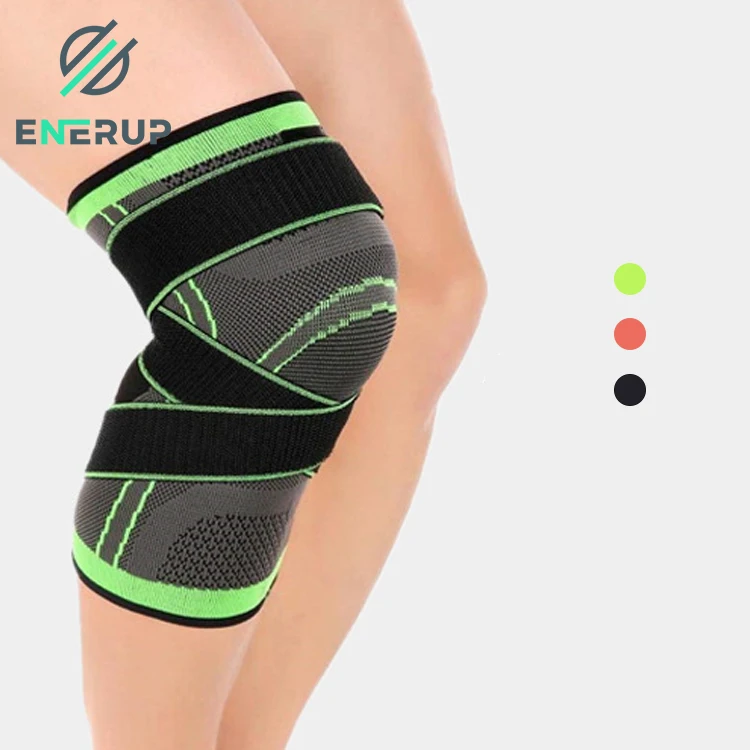 Enerup Nylon Anti Slip Silicone Patella Knee Wraps Pad Sleeve Support Brace With Strap