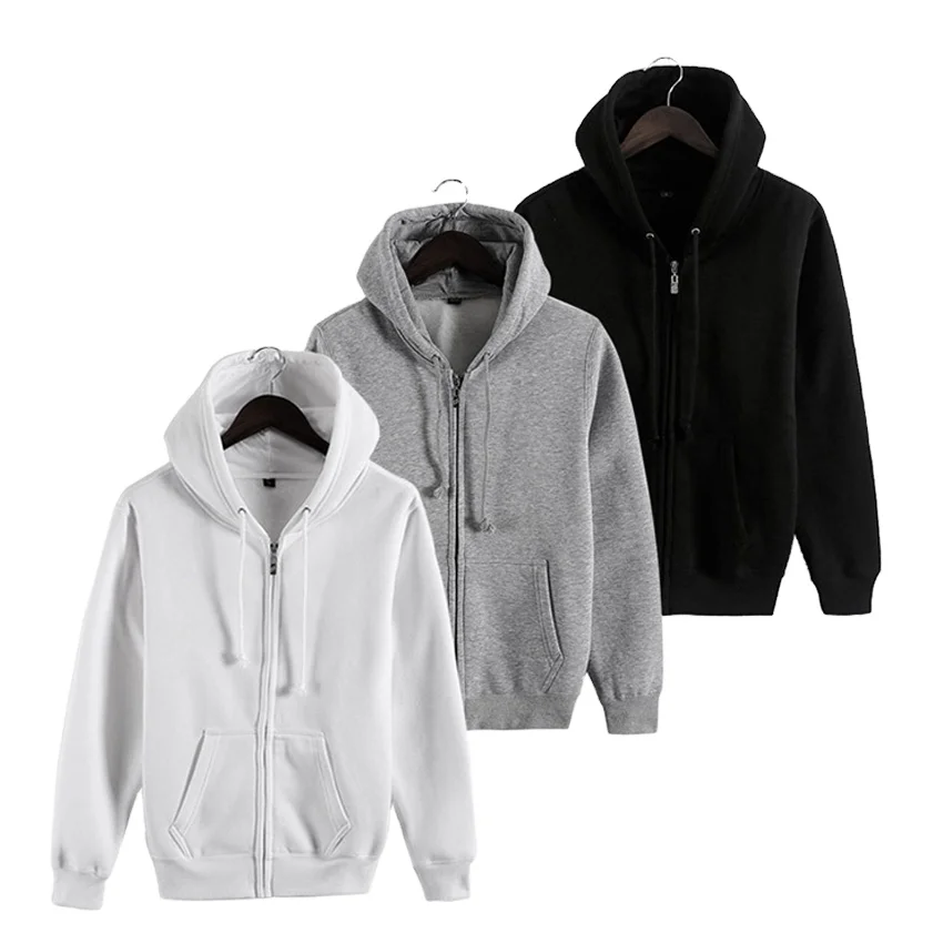 

2021 Hot sale 500g fashion Plain Knit Zip Front Up loose unisex custom logo sweatshirt fleece oversized blank Hoodie