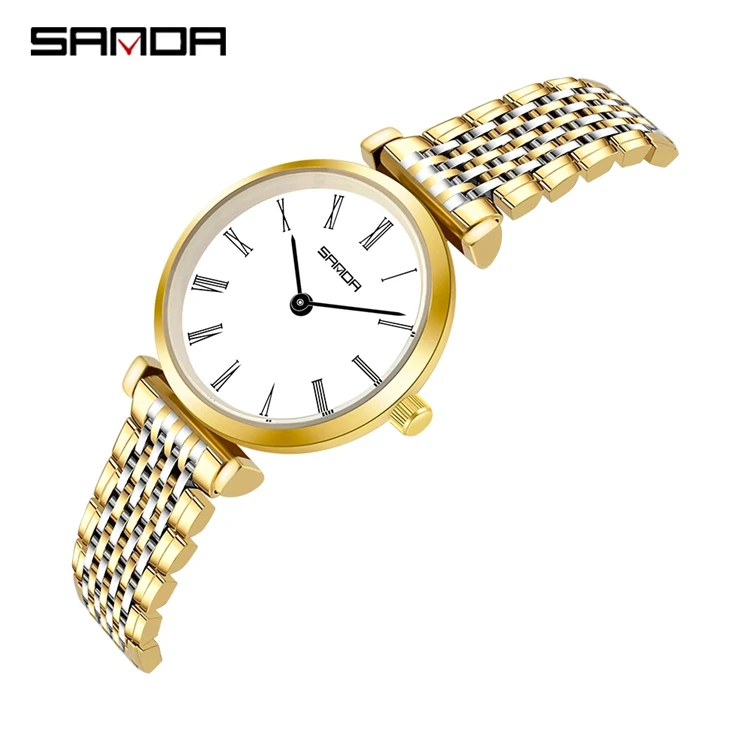 

SANDA Super Slim Rose Gold Stainless Steel Watch Women Top Luxury Brand Waterproof Clock Ladies Quartz Watches