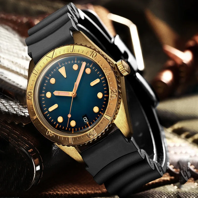 

NH35A Movement Automatic diving Watch 200m Water Resistant Men Retro Wristwatch Relojes Hombre Vintage Bronze Watch