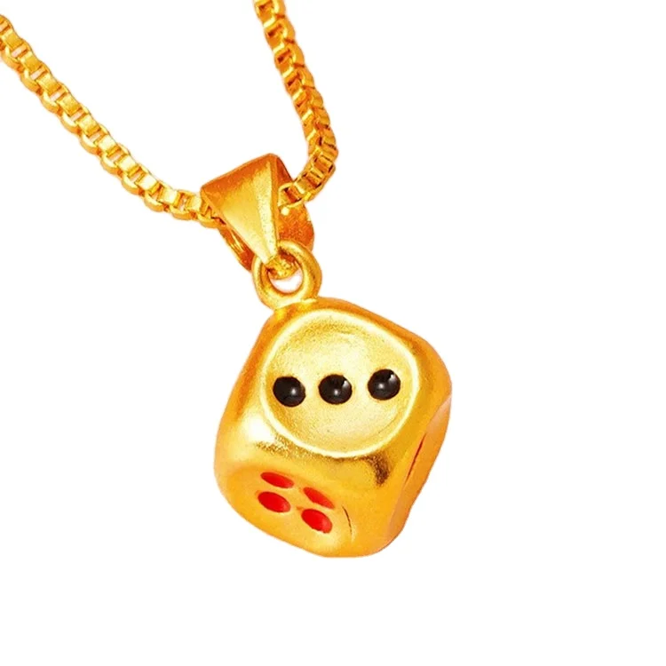 

Brass Gold-Plated Wild Fashion Female Small Dice Pendant Simple Vietnamese Sand Gold Cross-Border Necklace Accessories Wholesale