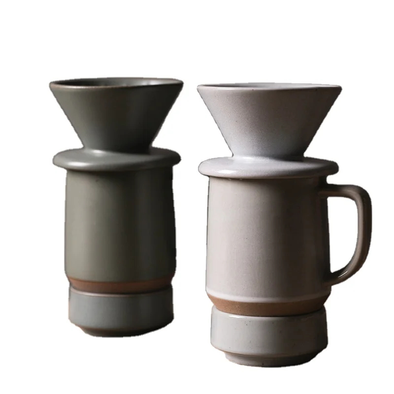 

Hand-made coffee filter cup ceramic drip-type hand-made cup cone single hole mug ceramic cup, White mug