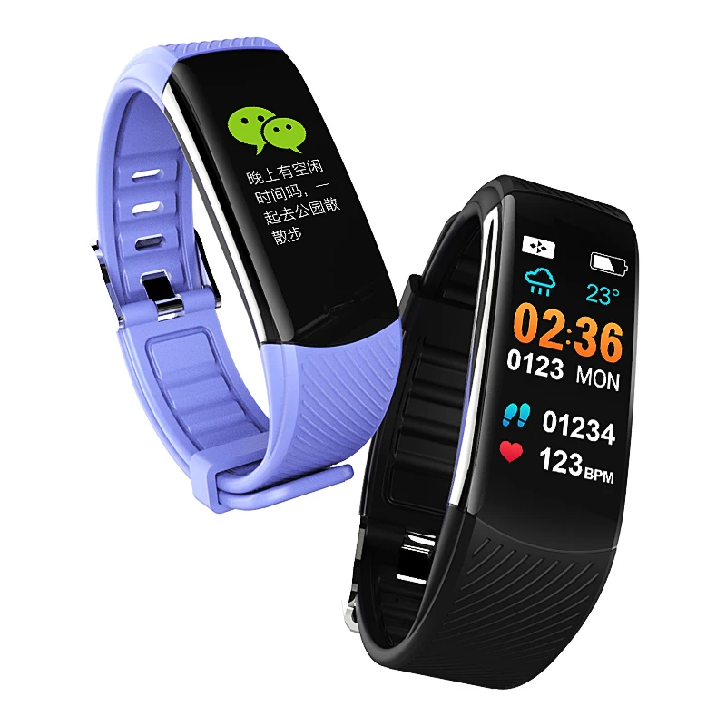 

C6T Body Temperature Measurement Thermometer Heart rate Monitor Smart Bracelet Colorful Bands Waterproof Sport Smart Watch C6T