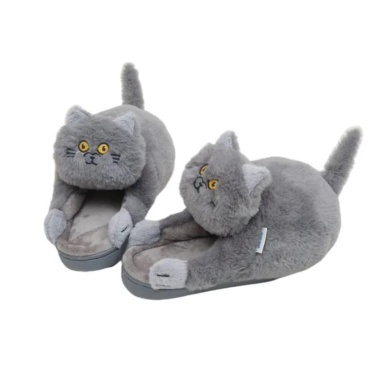 

Cuddly Hug Cat Slippers Women Men Winter Home Slides Kawaii Floor Shoes Furry Slippers Girl Funny Cute Gift Slippers