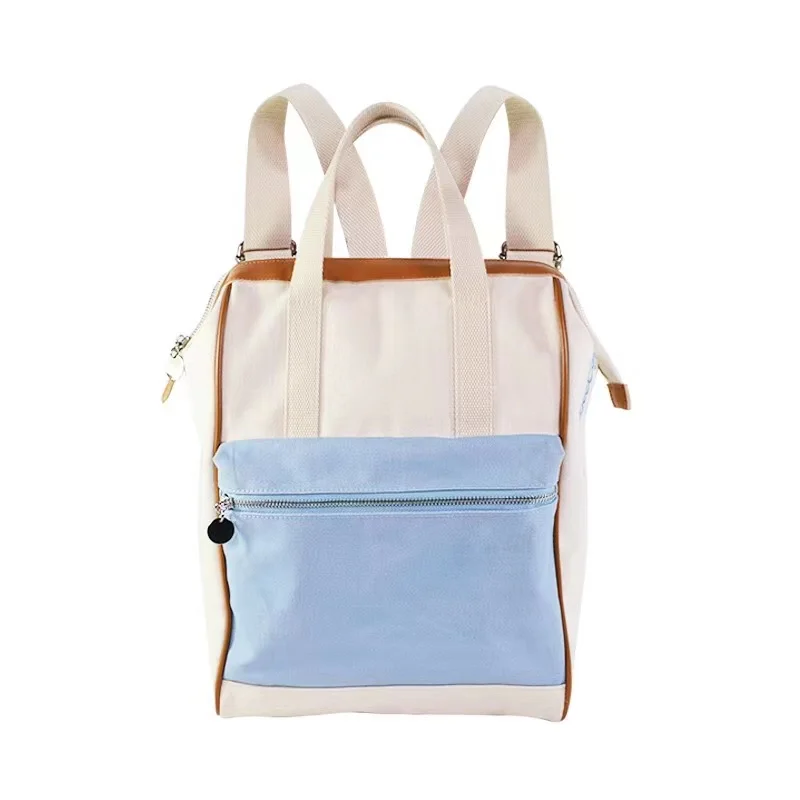 

Factory direct supply washable cotton canvas panelled backpack