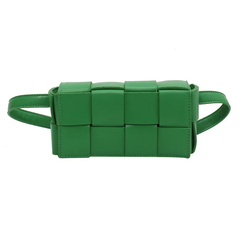 

Custom tik tok fanny pack women green genuine leather Woven waist bag Women Handbags Ladies, 8 colors