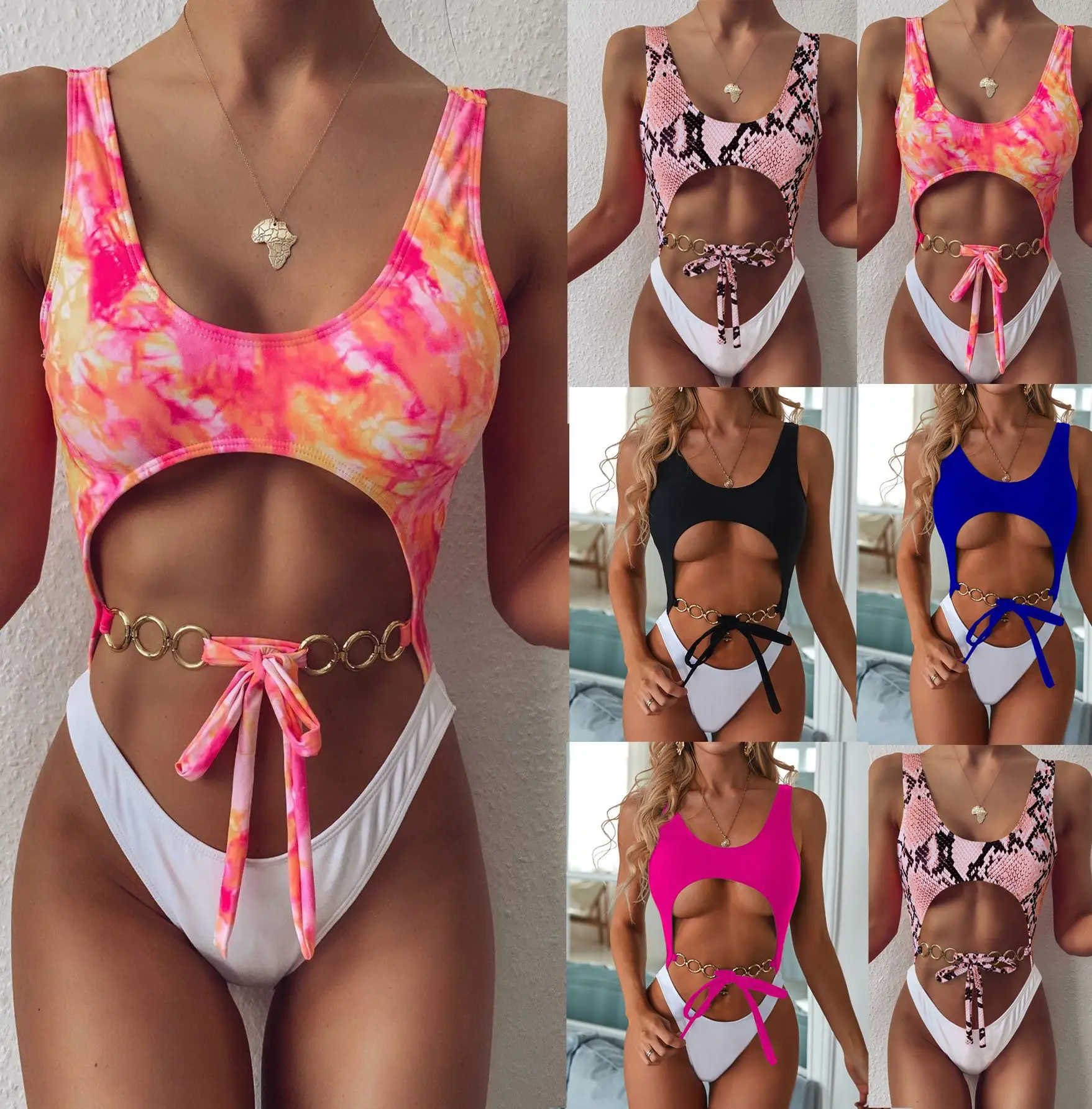 

Manufacture Wholesale Swimsuit Split Ring Stitching Bow-knot Bikini Sexy Slim Beach Sportswear Swimwear