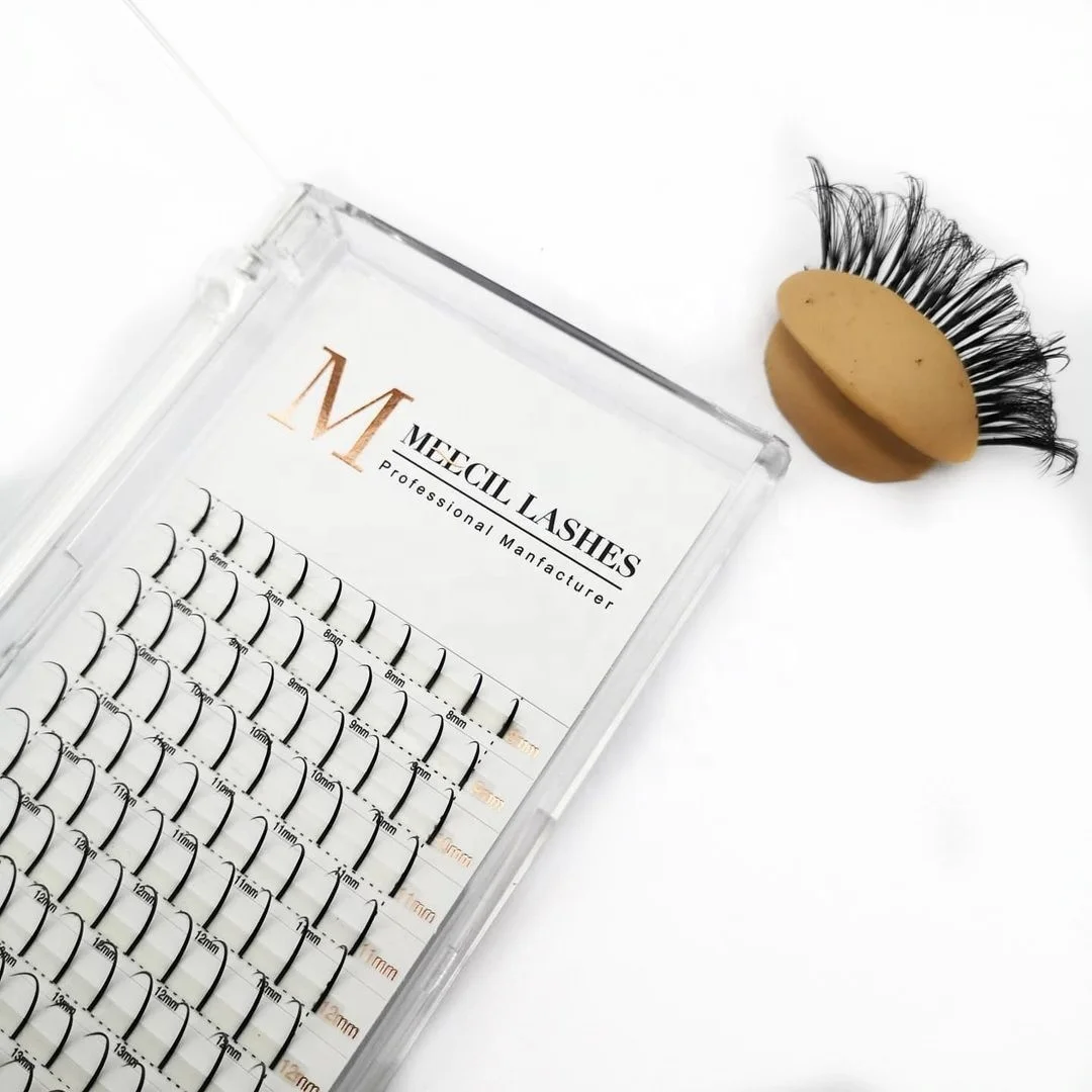 

Premade Spiked Lashes Individual Eyelash Extensions Premade Volume Fan Lash Tray, Natural black