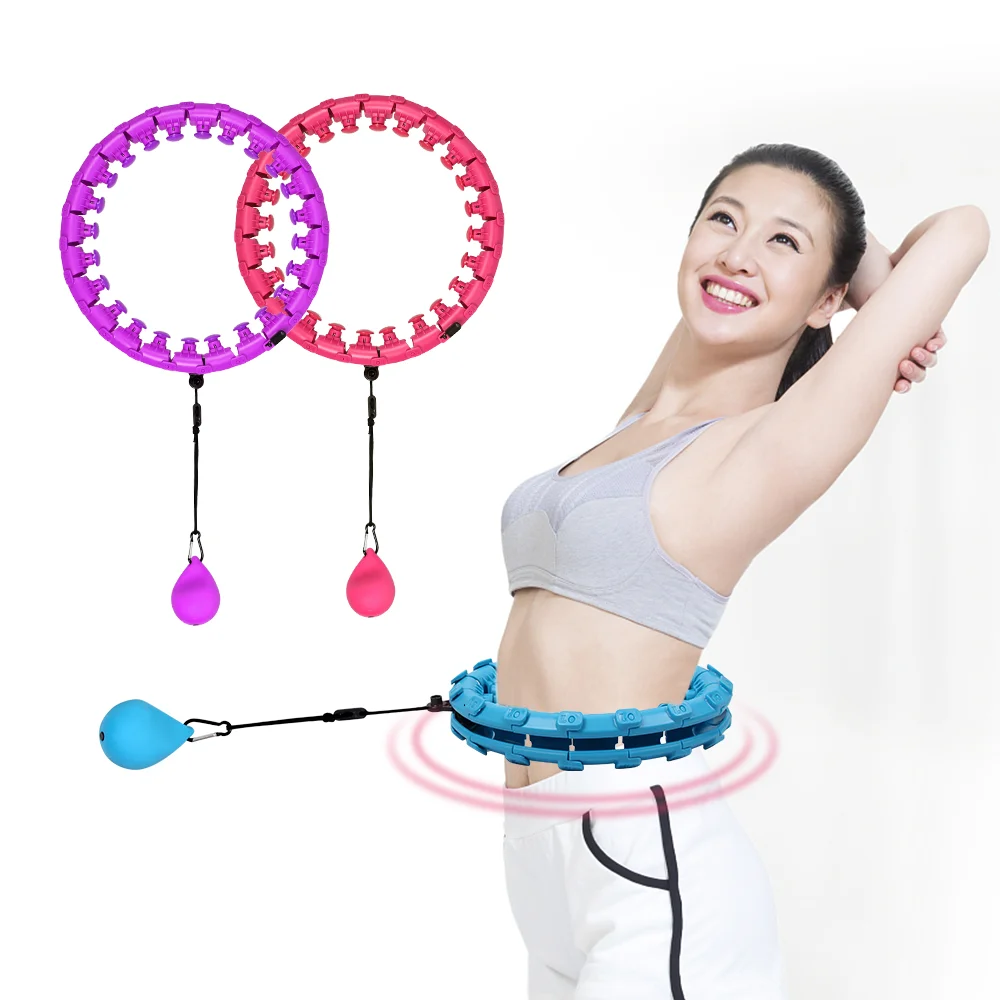 

Fast Shipping Dropshipping Adjustable Weight 360 Degree Hula Skin-friendly Silicon Hoop Sport Circle Smart Fitness For Adult, Pink/blue/purple