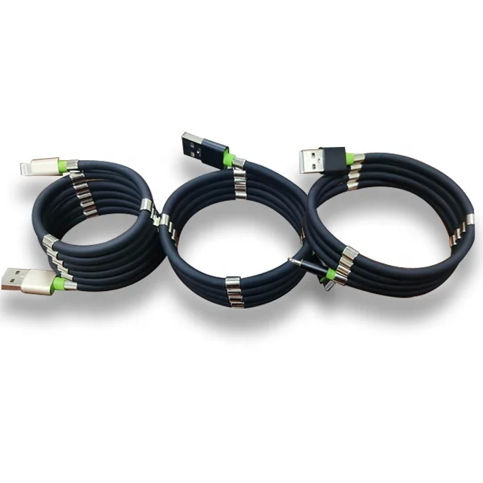 

Self Winding Magnetic fast Charging Cable Type C Micro USB Easy Coil Charging Cable for smart phones