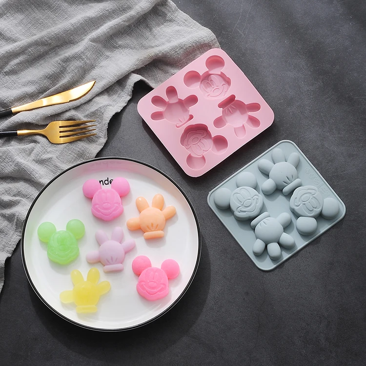 

Spot Silicone Mold 4 Mouse Cake Mold Chocolate Ice Tray Complementary Food Candy Biscuit Mold DIY Baking Tool, As picture or as your request