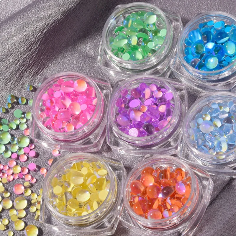 

Paso Sico Summer Dreaming Shimmer Magic Color Round Flat Back Glass Crystal Stones Mixed Mocca Beads Decoration Nail Rhinestone