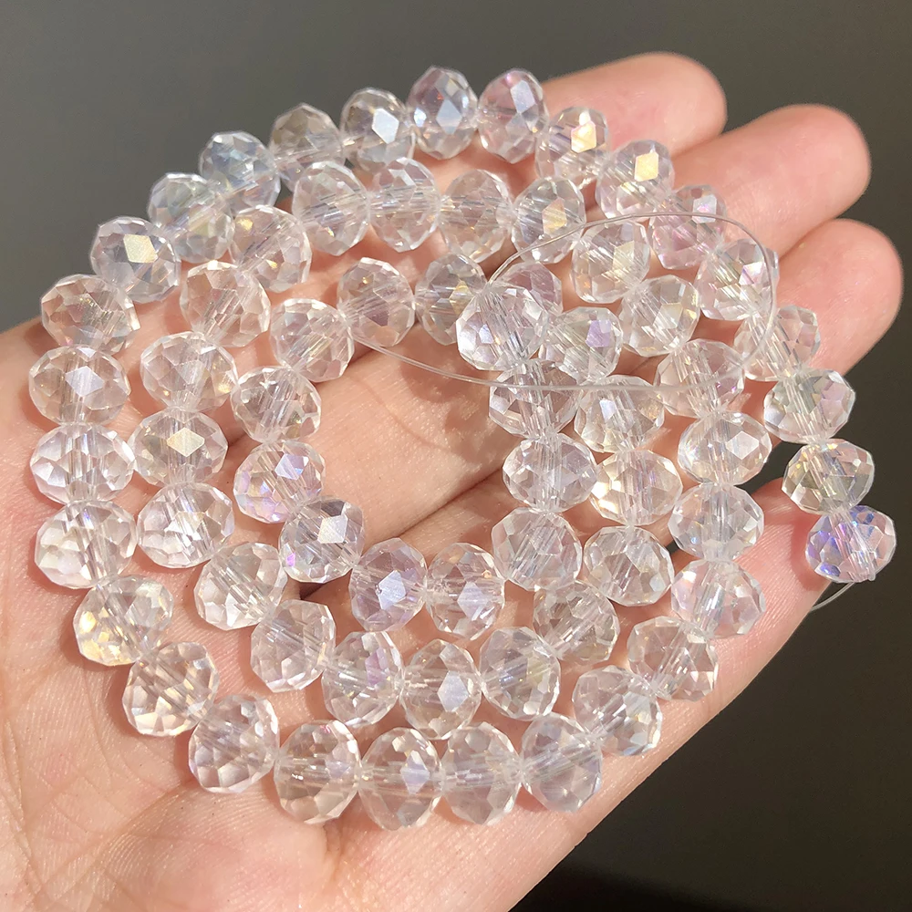 

Wholesale 4-12MM Faceted White AB Clear Crystal Glass Rondelle Spacer Beads for DIY Bracelet Necklace Jewelry Making