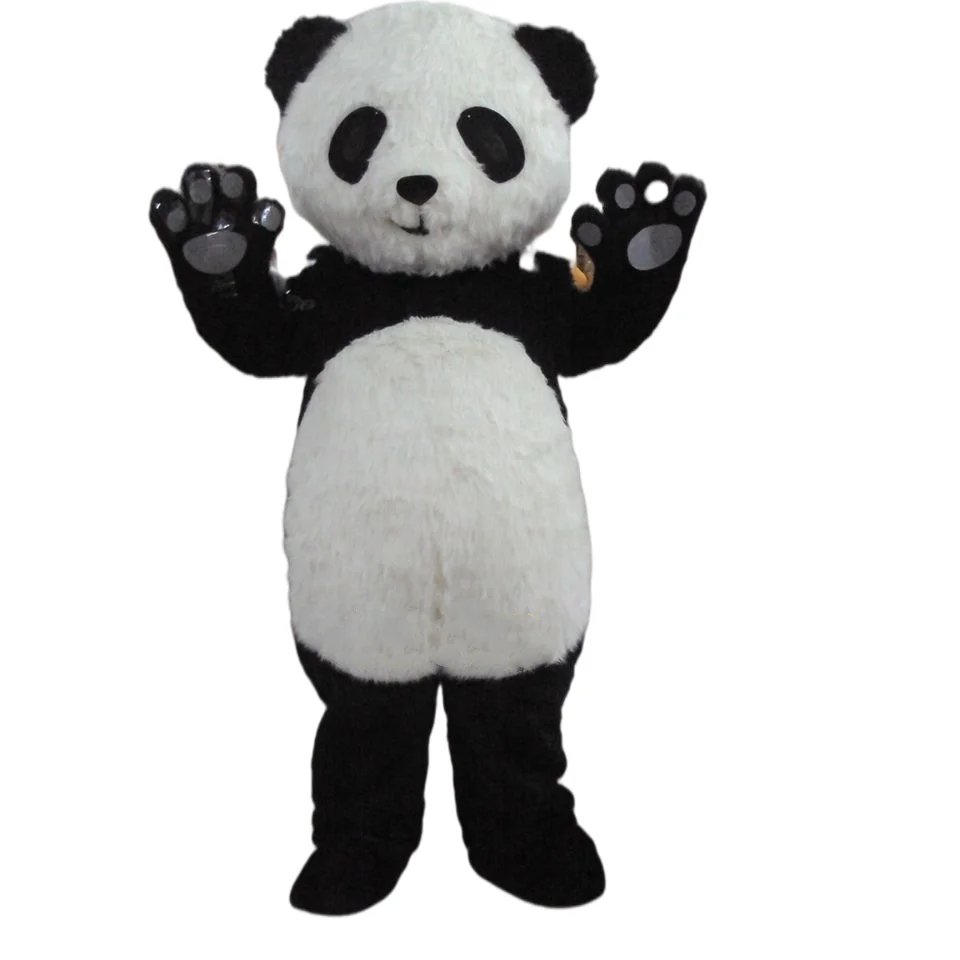 

New Version Long Plush Panda Mascot Adult Costume For Life Size Full Body Panda Character Outfits For Kid's Birthday Halloween, Customized color