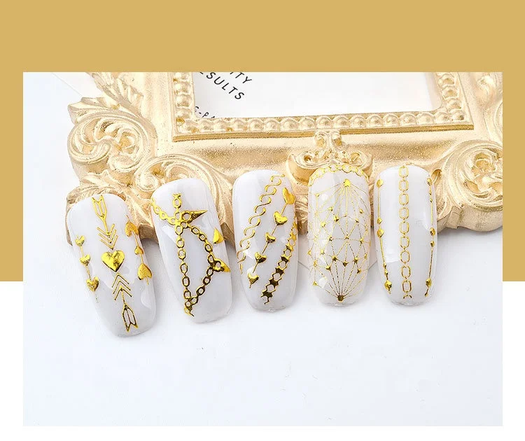 

3D Self Adhesive Golden Chain Nail Sticker Professional Decoration Nail Art Stickers, Mixed