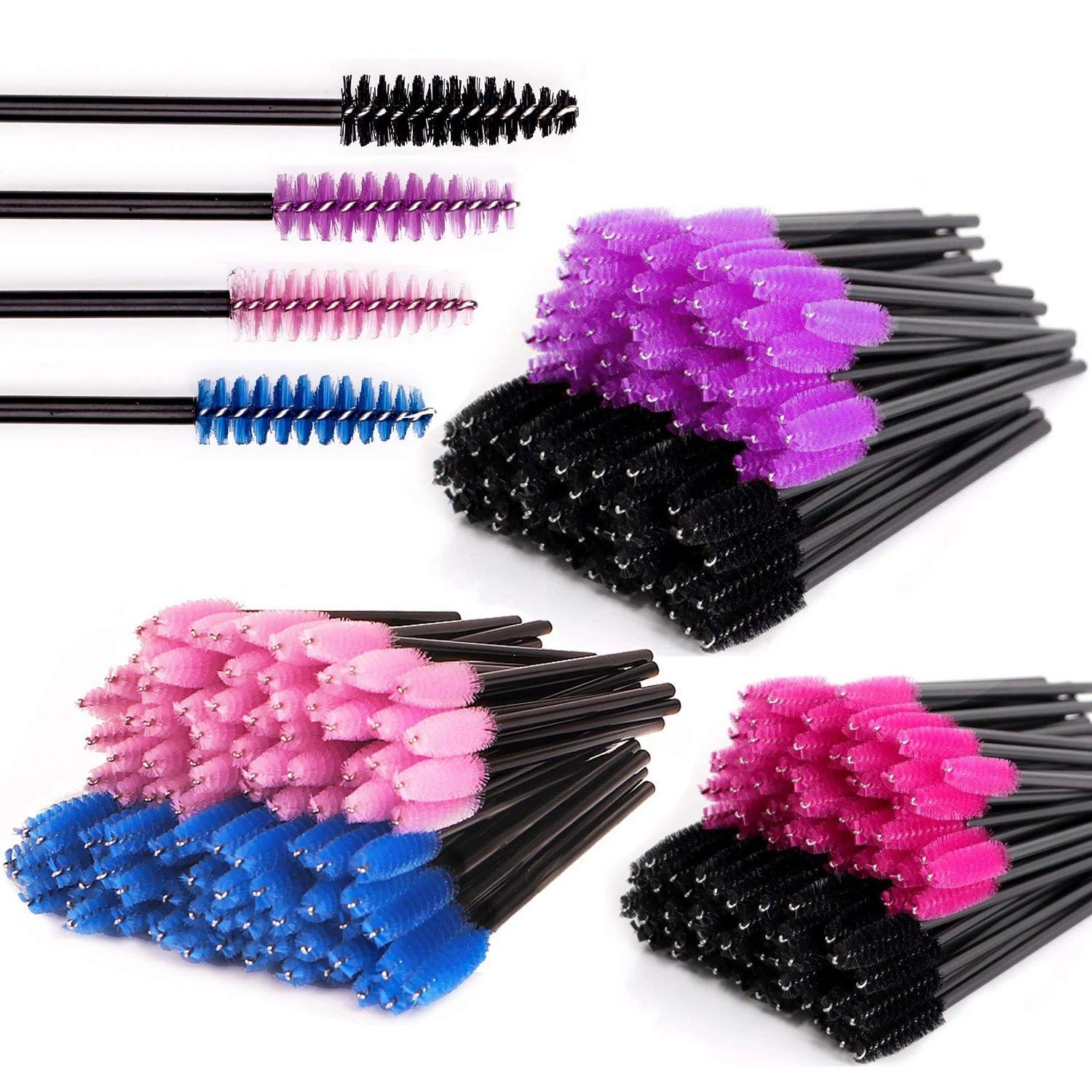 

Blue Tube Strip And Light Purple Crystal White Green Eyelash Disposable Tooth Brush Case Heads Lash Rose Gold Mascara Wands, Mixed color