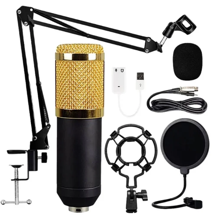 

Voxfull wholesale arm stand BM800 recording condenser microphone kit, Black,gold