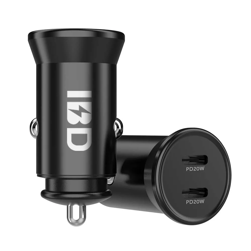 

2021 IBD oem wholesale mutifunction charger 40W Double PD Car Charger for mobile phone