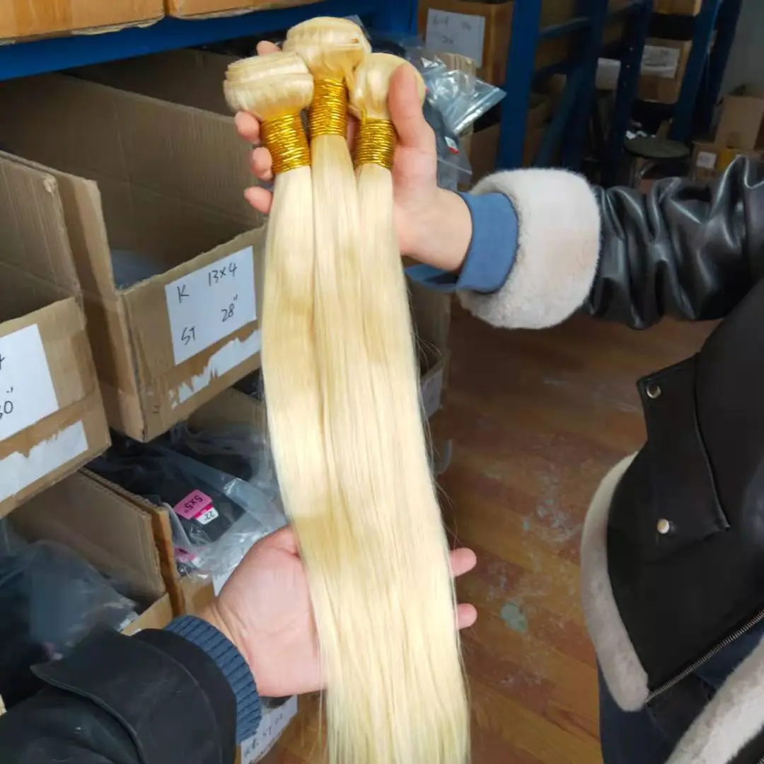 

wholesale price 10A 613 blonde color virgin human hair bundles package deal 18 bundles length from 16 to 26 inch free shipping