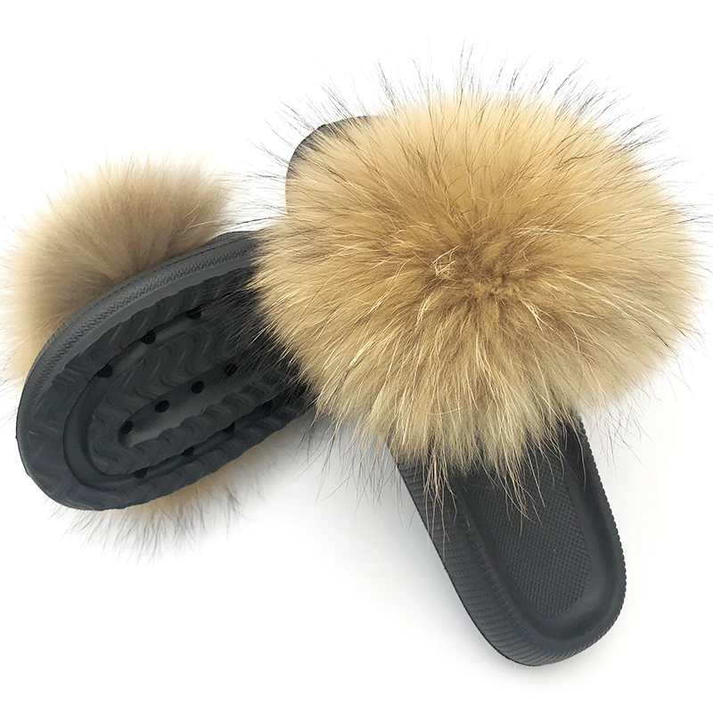 

2021 Slippers Summer Real Fox Fur Women EVA fashionable slippers for ladies