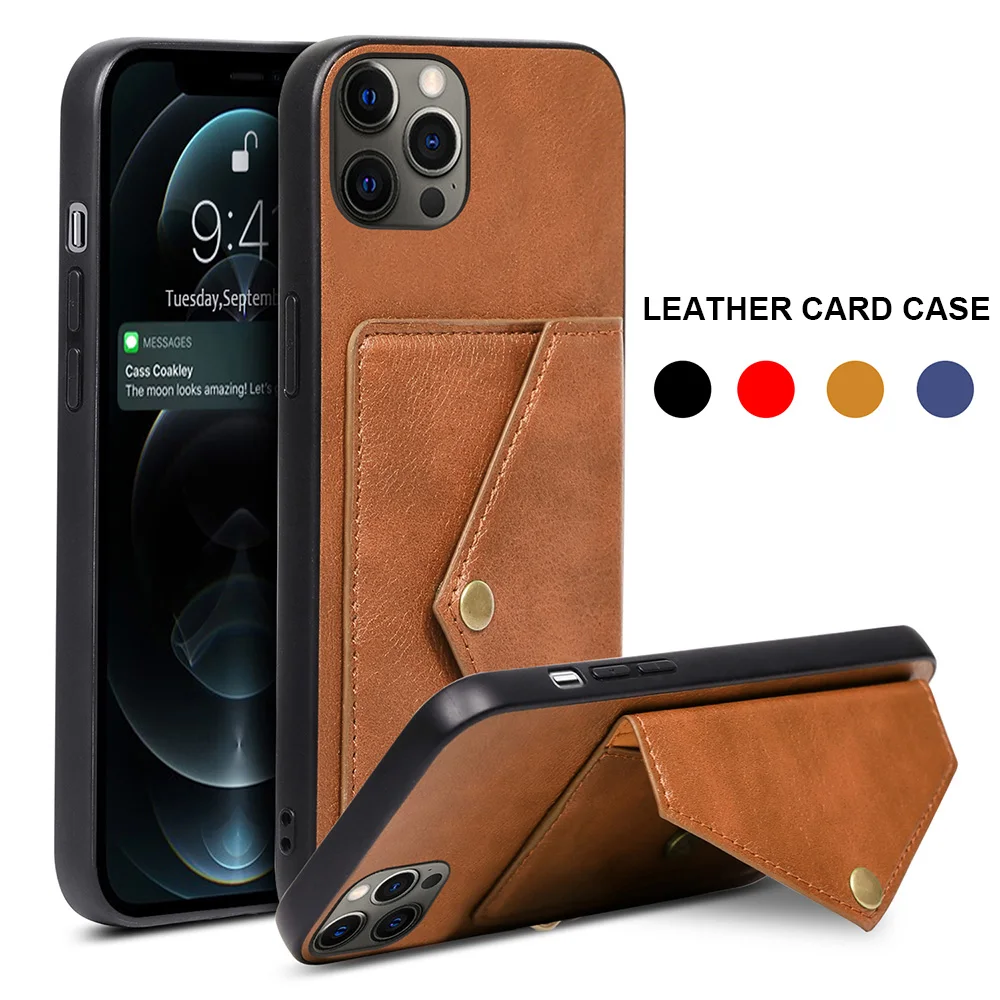 

Back Wallet Classical Protection Genuine Leather Mobile Phone Case For iPhone 12 11 Pro XS Max Mini X 8 7