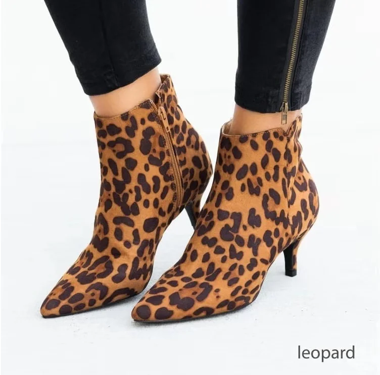 

Wholesale Ladies Fashionable Women PU Winter Cheap New Arrivals 2020 Leopard Shoes Snake Shoe High Heel, As picture