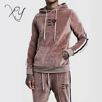 

Sweatsuit Sports Soccer Slim Fit OEM ODM Custom Velvet Men's Tracksuit 2 Piece Set From China Manufacture for Italy USA